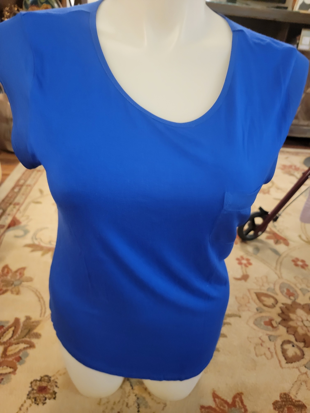 Calvin Klein Women’s Royal Blue Scoop Neck Pocket Tee Sz L